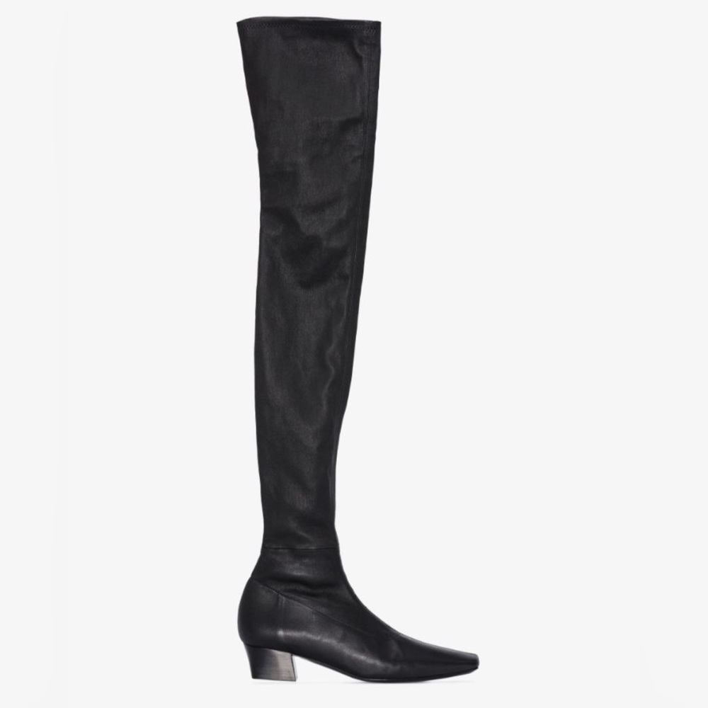 By Far Collette Leather Thigh High Boots in Black